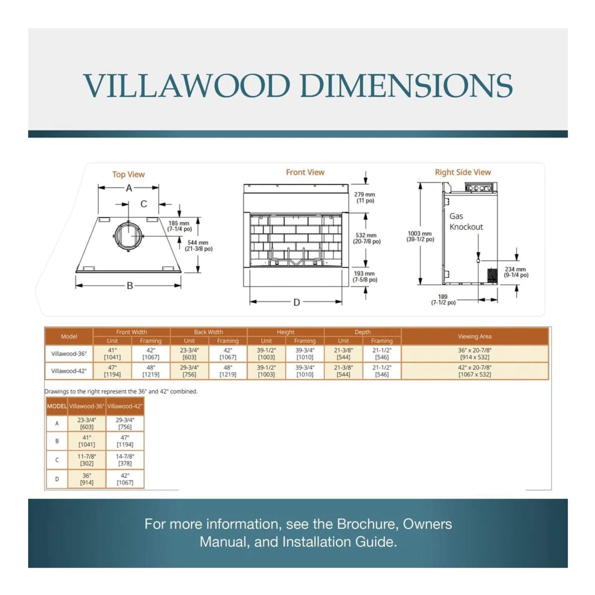 Majestic Villawood 42-Inch Traditional Refractory Outdoor Wood Burning Fireplace [ODVILLA-42T-B]