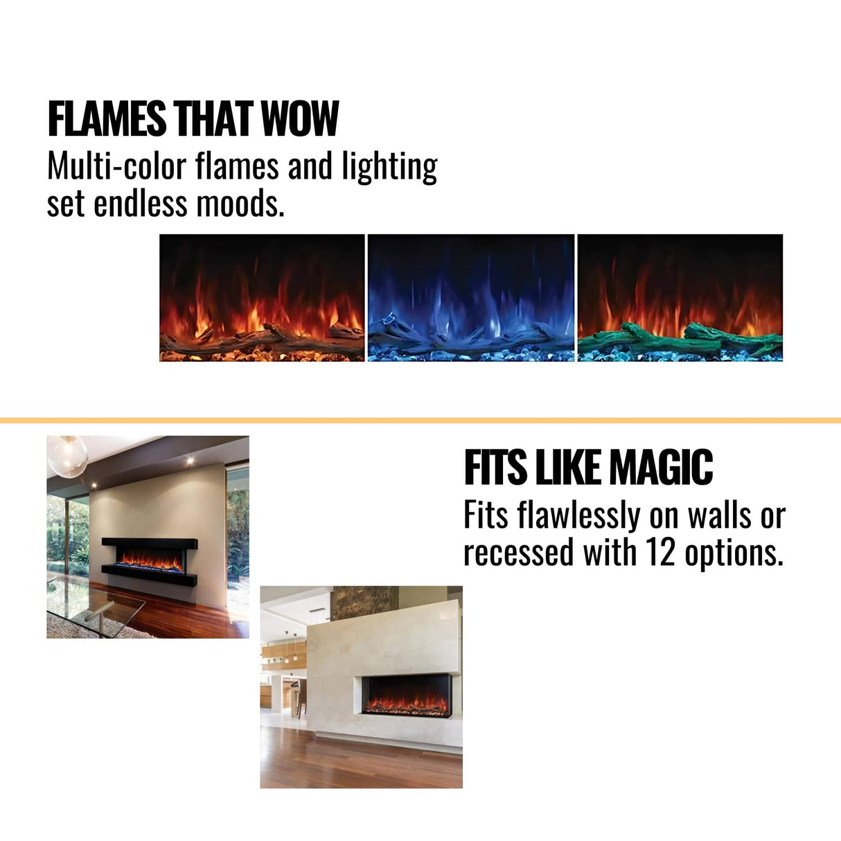 Modern Flames Landscape Pro Multi 120-Inch Linear Multi-Sided Electric Fireplace [LPM-12016V2]