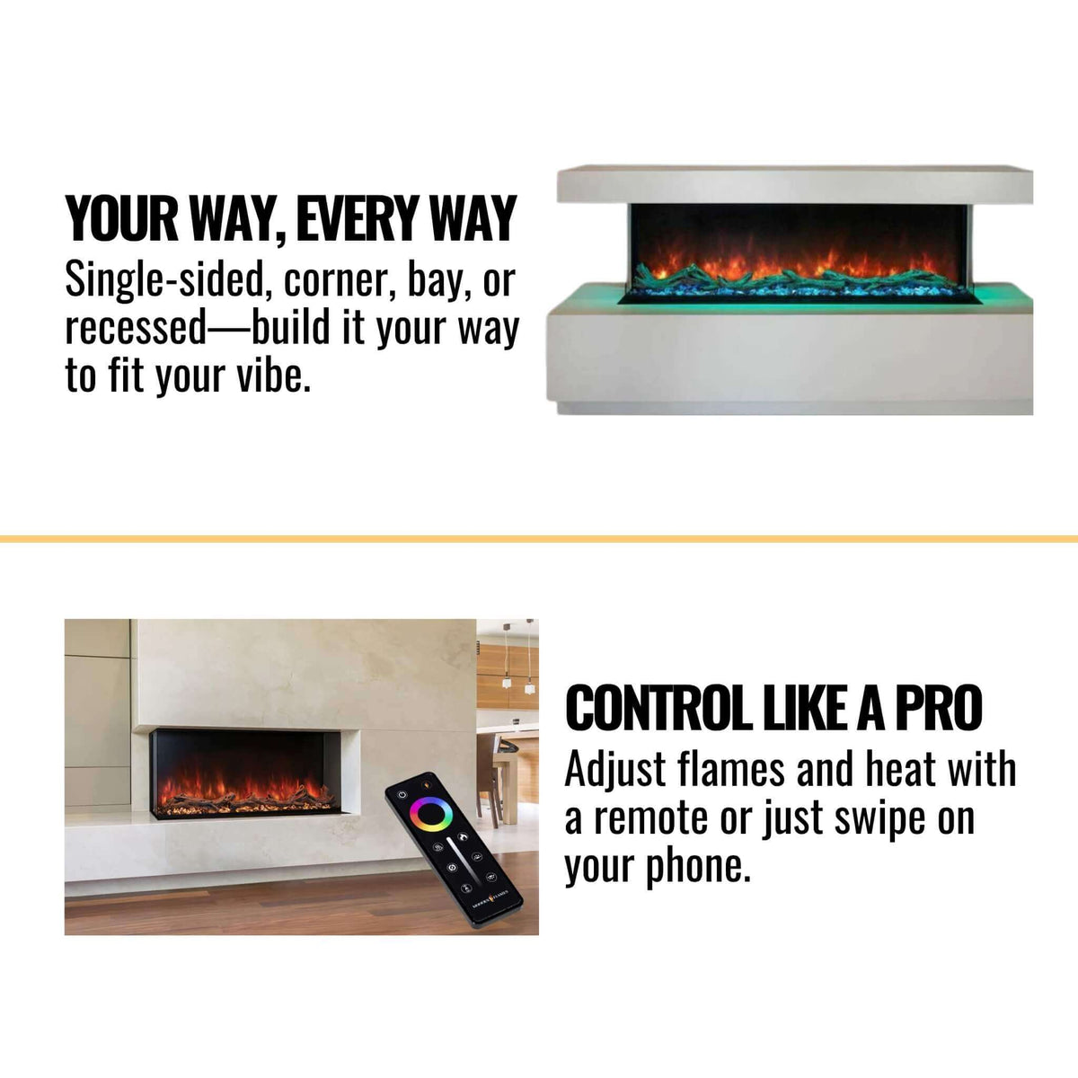 Modern Flames Landscape Pro Multi 44-Inch Linear Multi-Sided Built-In Electric Fireplace [LPM-4416V2]