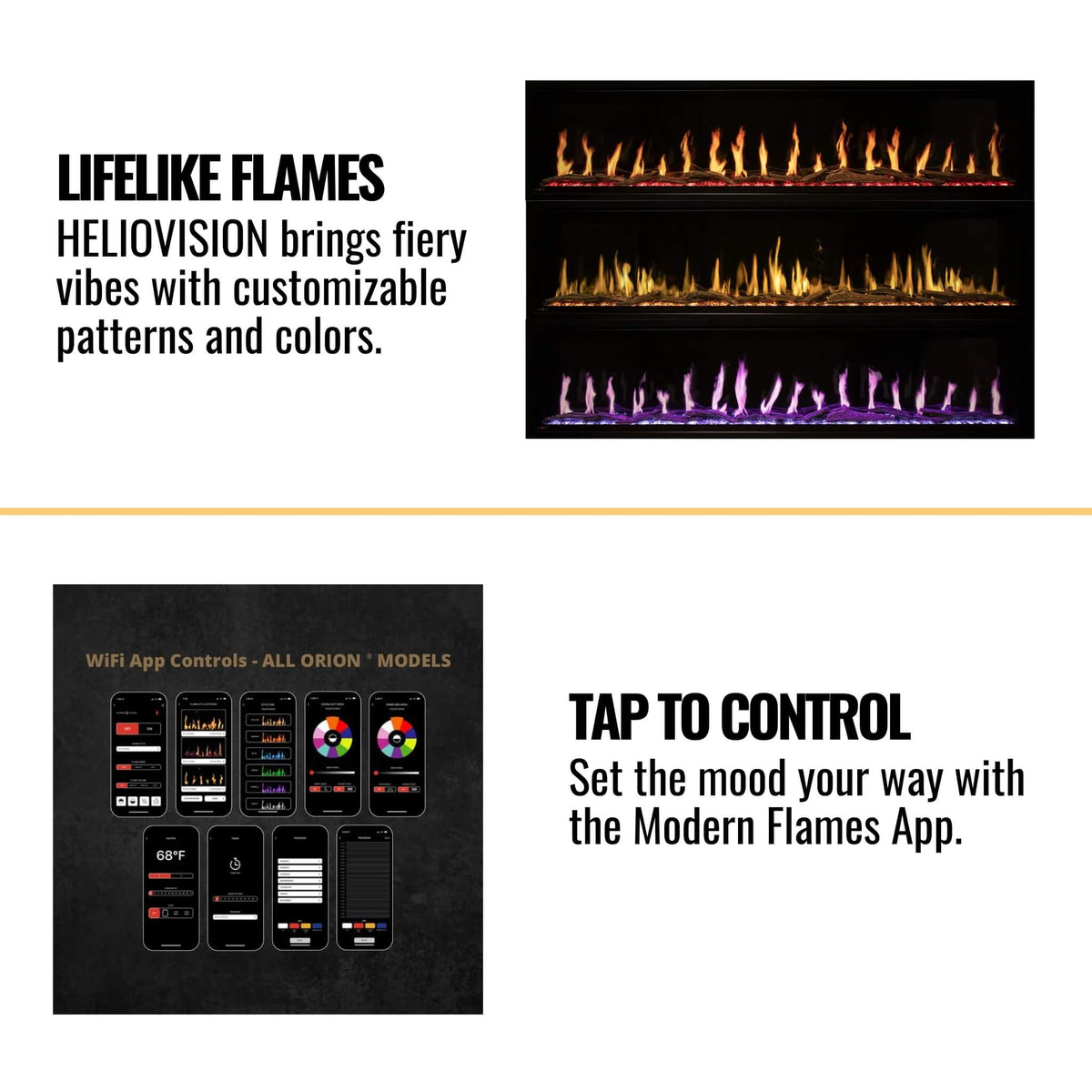 Modern Flames Orion Slim 100-Inch Heliovision Single-Sided Fireplace [OR100-SLIM]