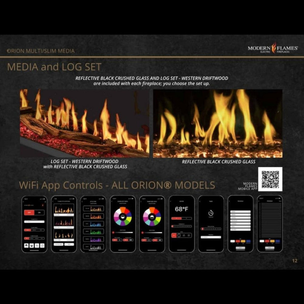 Modern Flames Orion Slim 60-Inch Heliovision Single-Sided Electric Fireplace [OR60-SLIM]