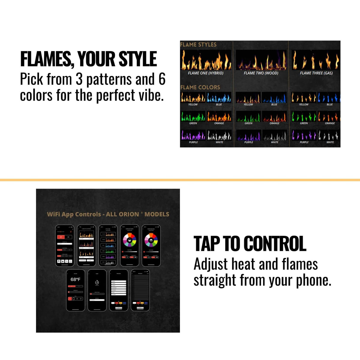 Modern Flames Orion Slim 76-Inch Heliovision Single-Sided Electric Fireplace [OR76-SLIM]