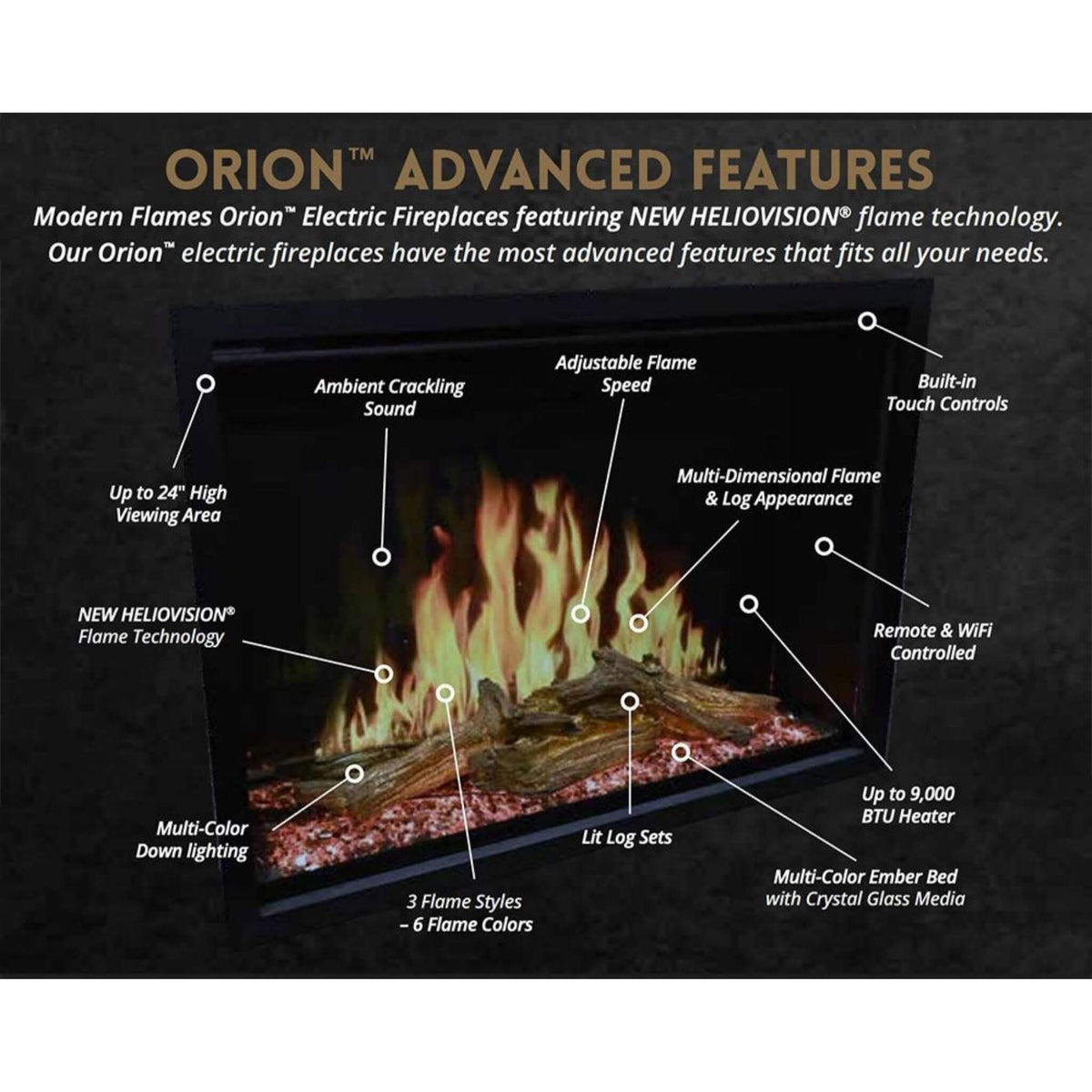 Modern Flames Orion Traditional 30-Inch Heliovision Electric Fireplace [OR30-TRAD]