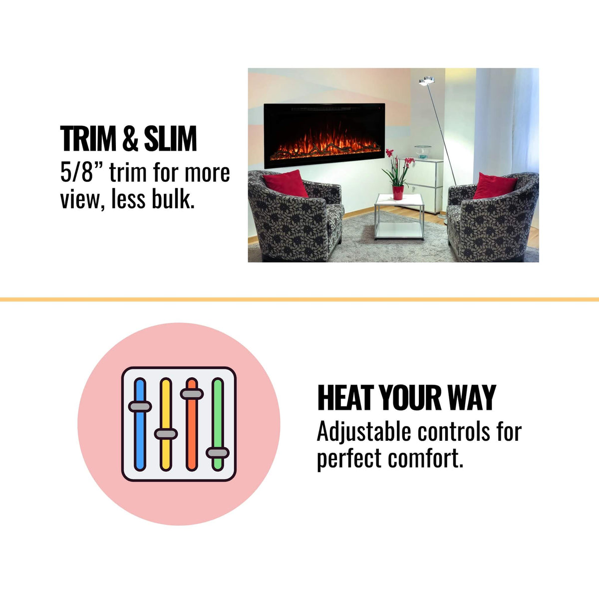 Modern Flames Spectrum Slimline 50-Inch Wall Mount Linear Electric Fireplace [SPS-50B]