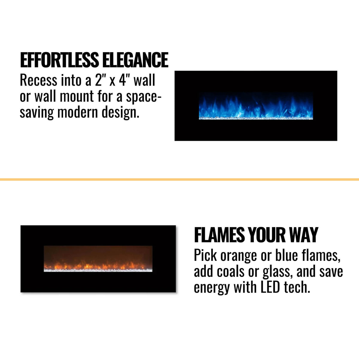Modern Flames Ambiance 60-Inch Built-In Electric Fireplace With LED Flame Technology [AL60CLX2-G]