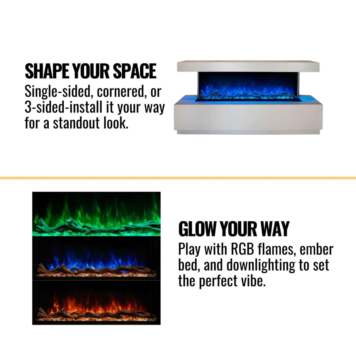 Modern Flames Landscape Pro Multi 44-Inch Linear Multi-Sided Electric Fireplace [LPM-4416]