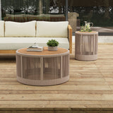 Alora Modern Rustic Coffee Table & Side Table With Woven Rope Design (SAK56739)