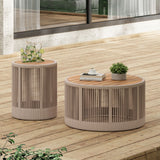 Alora Modern Rustic Coffee Table & Side Table With Woven Rope Design (SAK56739)