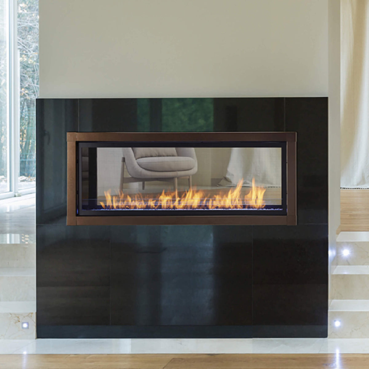 Monessen Artisan AVFL 48-Inch Vent-Free See-Through Linear Fireplace With Intellifire Touch 2.0 Ignition System [AVFLST48N/PIF]