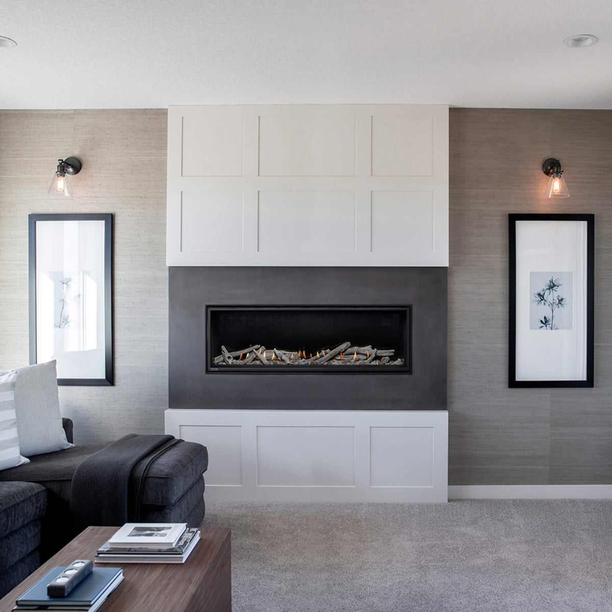 Montigo DelRay Full Load Direct Vent Linear Natural Gas Fireplace With Remote Controlled Fans [DRL36/48/7213NI-2]