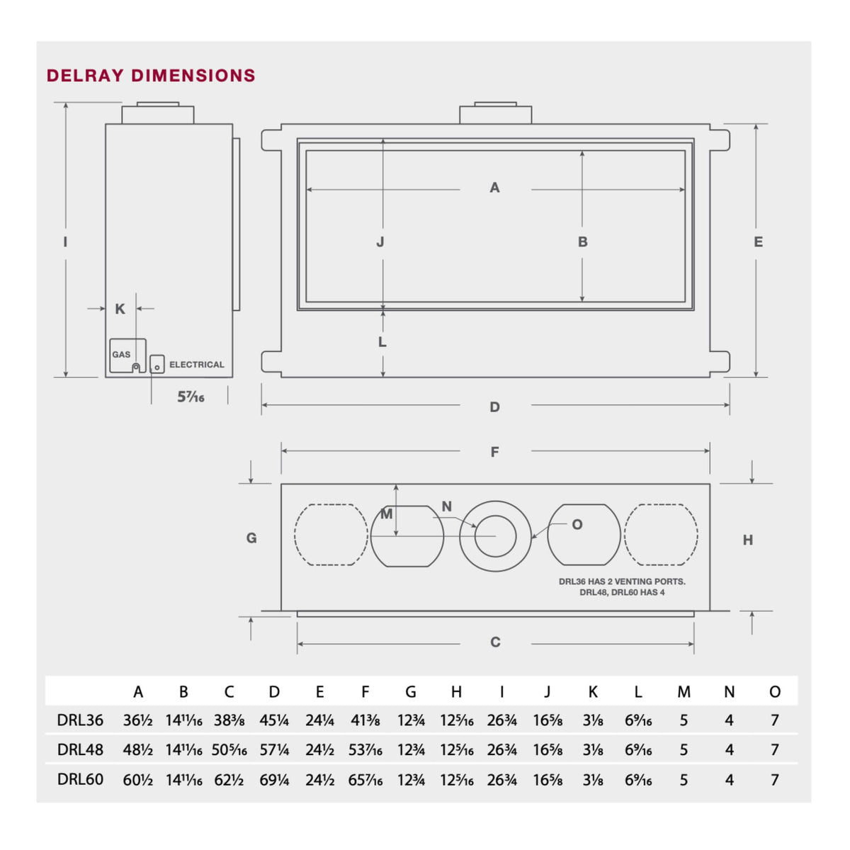 Montigo DelRay Linear Direct Vent Natural Gas Fireplace [DRL36/48/6013NI]