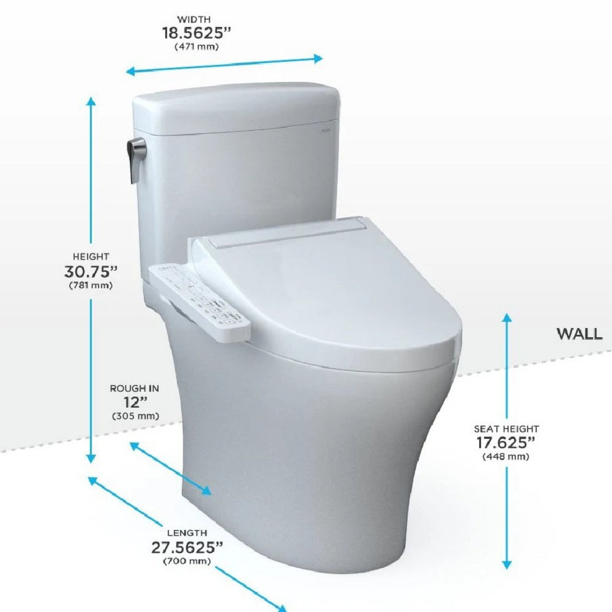 [MW4363074CEMFGN#01] TOTO Aquia IV Cube Elongated Dual Flush Toilet With Washlet C2 Bidet Seat And Left Hand Lever