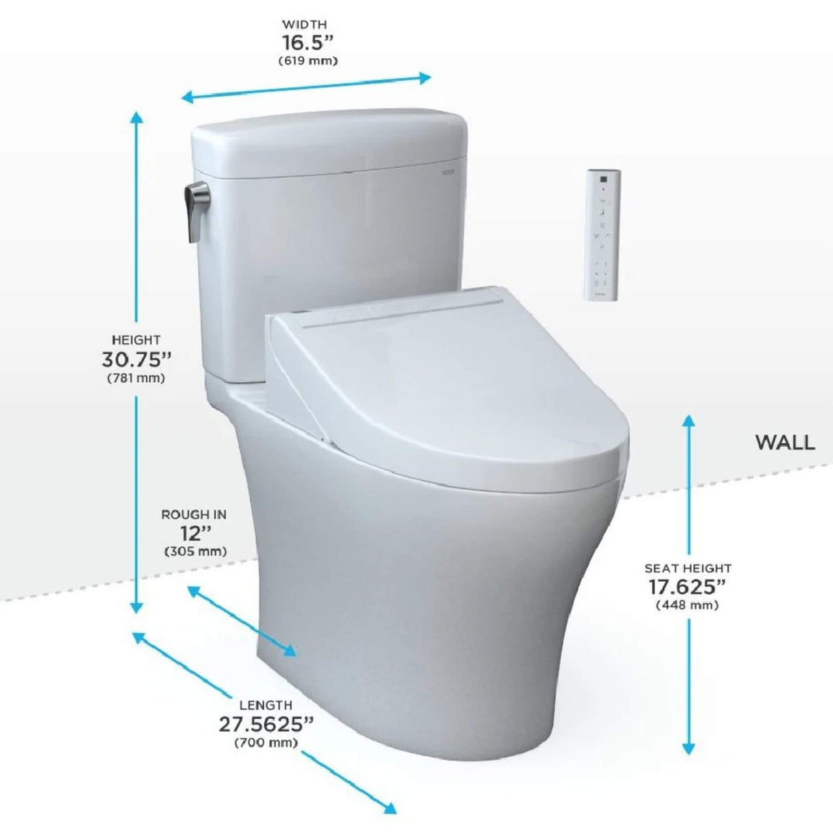 [MW4363084CEMFGN#01] TOTO Aquia IV Cube Washlet C5 With 0.9 GPF And 1.28 GPF Elongated Dual Flush Bidet Toilet