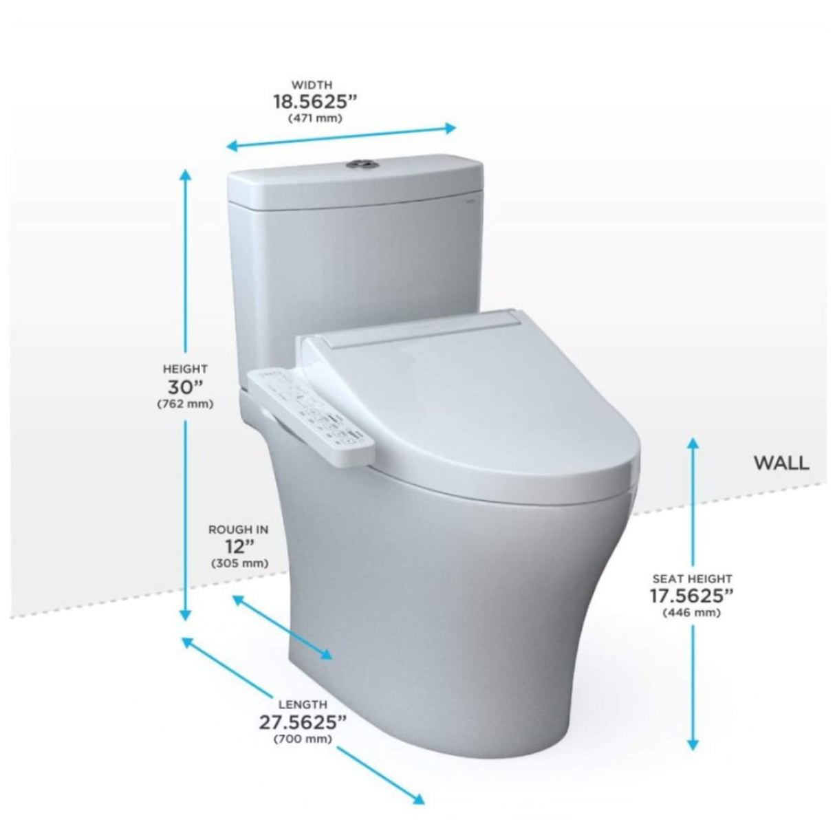 [MW4463074CEMFGN#01] TOTO Aquia IV Washlet C2 With 1.28 GPF and 0.9 GPF Universal Height Elongated Bidet Toilet
