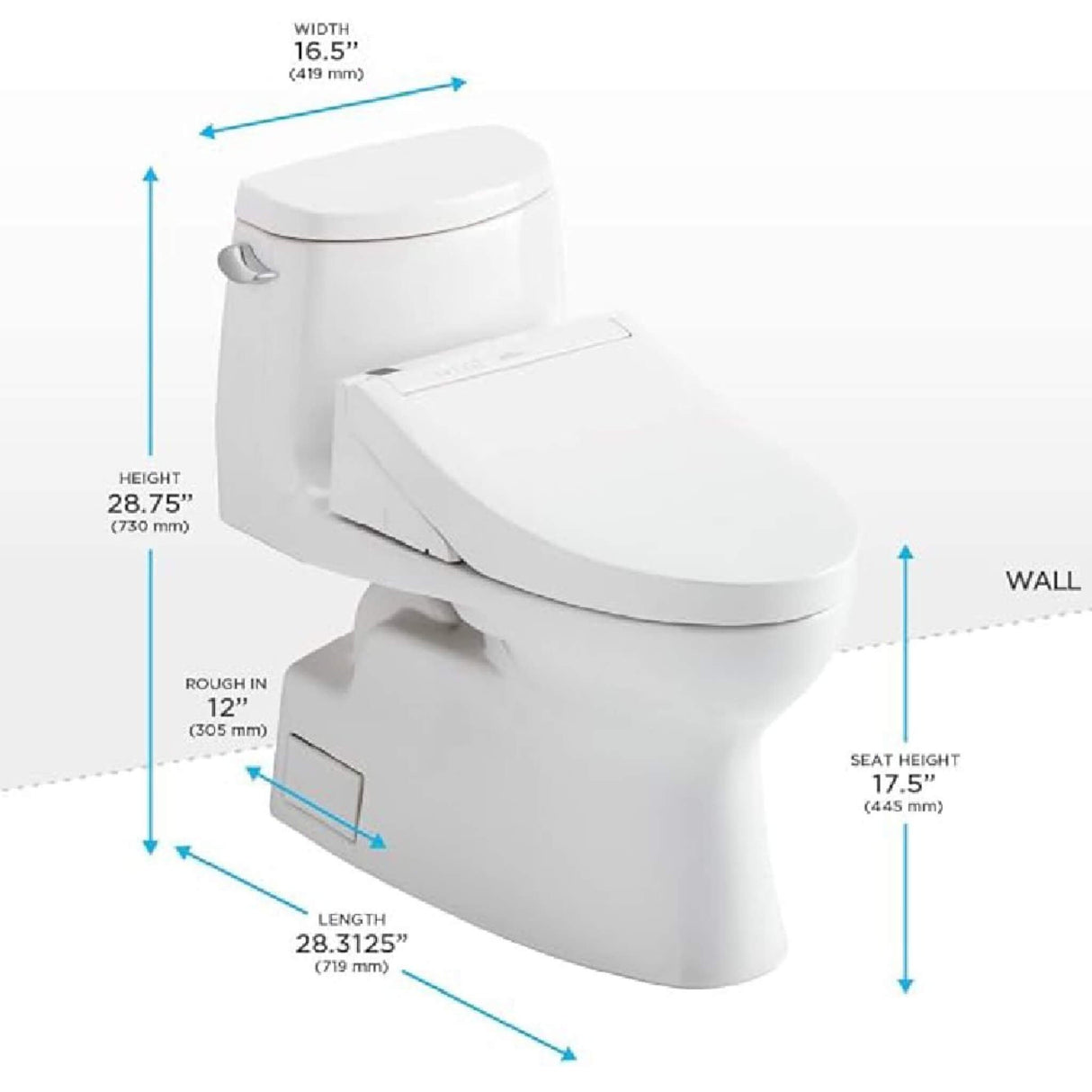 [MW6143084CEFG#01] TOTO Carlyle II 1.28 GPF One Piece Elongated Toilet With Washlet C5 Bidet Seat