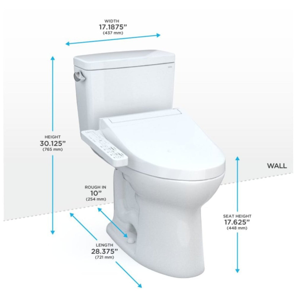 [MW7763074CEFG.10#01] TOTO Drake 1.28 GPF With Washlet C2 Elongated Bidet Toilet And 10" Rough In