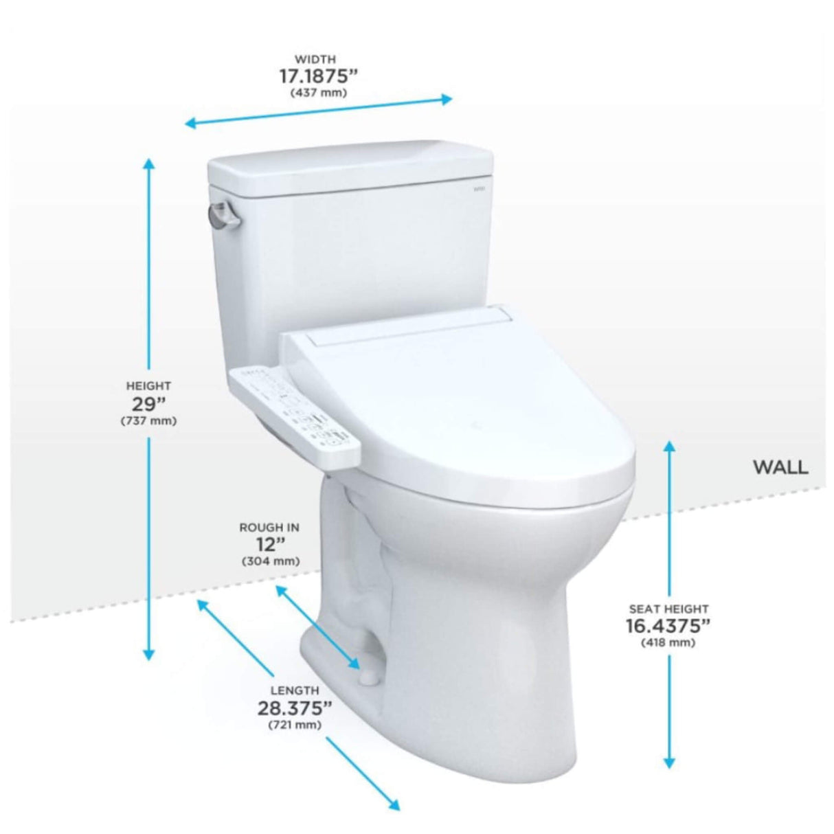 [MW7763074CEG#01] TOTO Drake 1.28 GPF Two Piece Elongated With Left Hand Lever And Washlet C2 Bidet Seat