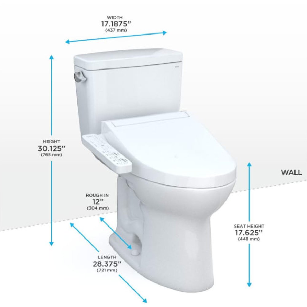 [MW7763074CSFG#01] TOTO Drake Washlet C2 With 1.6 GPF Universal Height Elongated Toilet