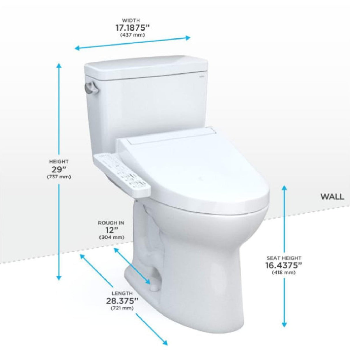 [MW7763074CSG#01] TOTO Drake 1.6 GPF And Washlet C2 With Left Hand Lever Elongated Bidet Toilet