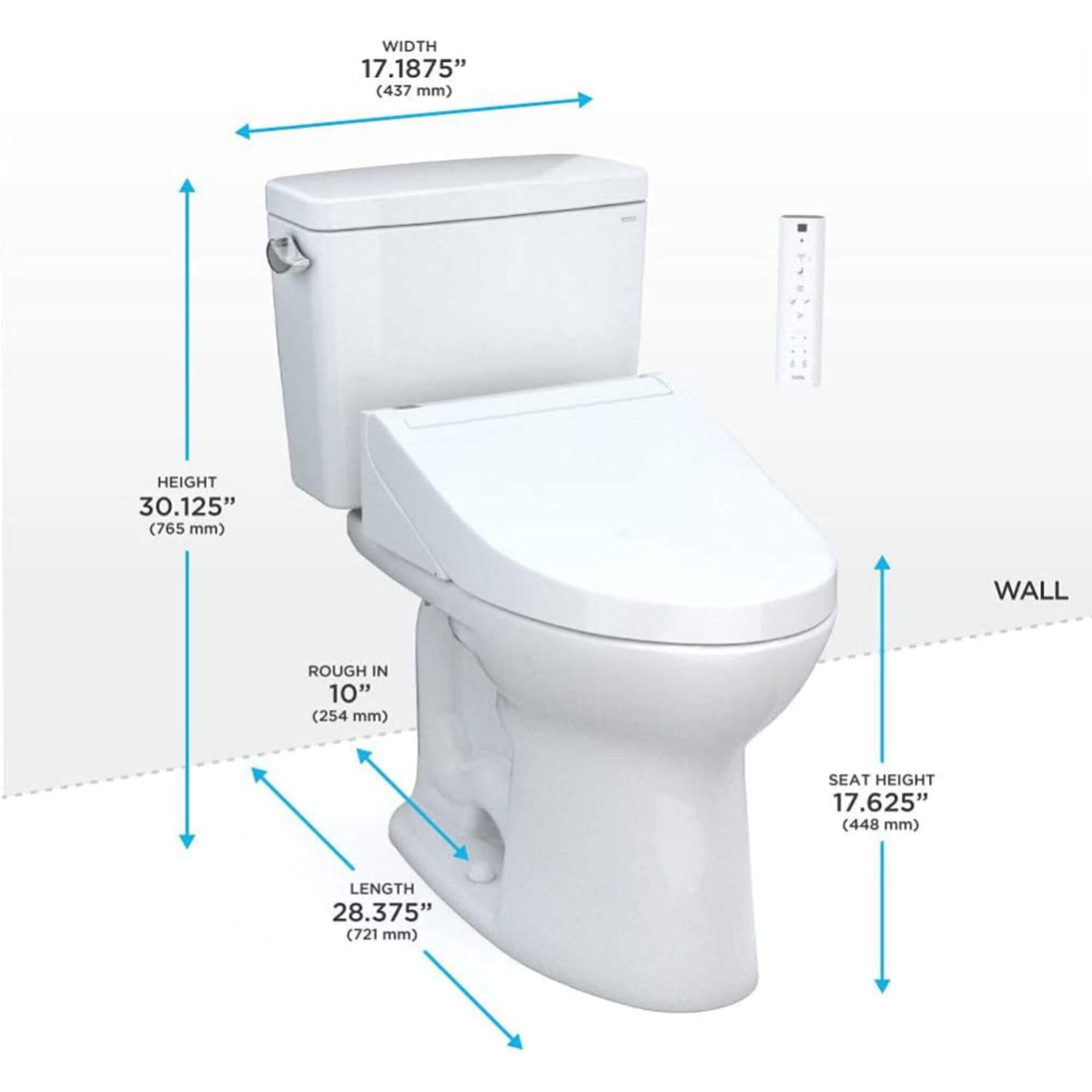 [MW7763084CEFG.10#01] TOTO Drake 1.28 GPF Elongated Universal Height EWater+ Toilet With C5 Bidet Seat