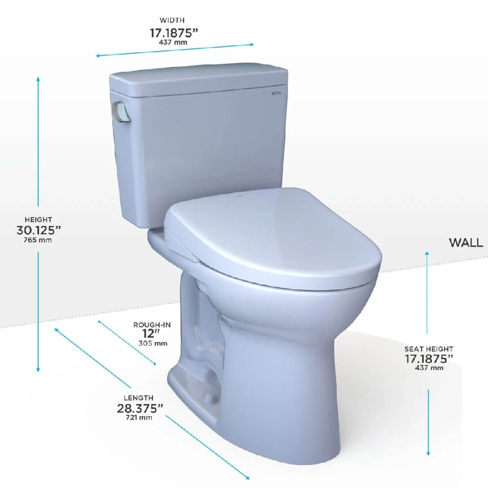 [MW7764736CEFGA#01] TOTO Drake 1.28 GPF Universal Height Toilet With S7A Auto Open Bidet Seat And Auto Flush