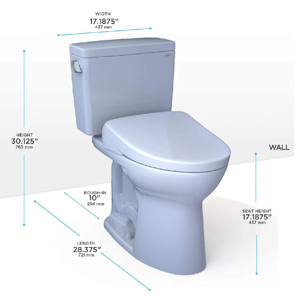 [MW7764736CEFGA.10#01] TOTO Drake Washlet S7A With 1.28 GPF Universal Height 10-Inch Rough-In Elongated Bidet Toilet