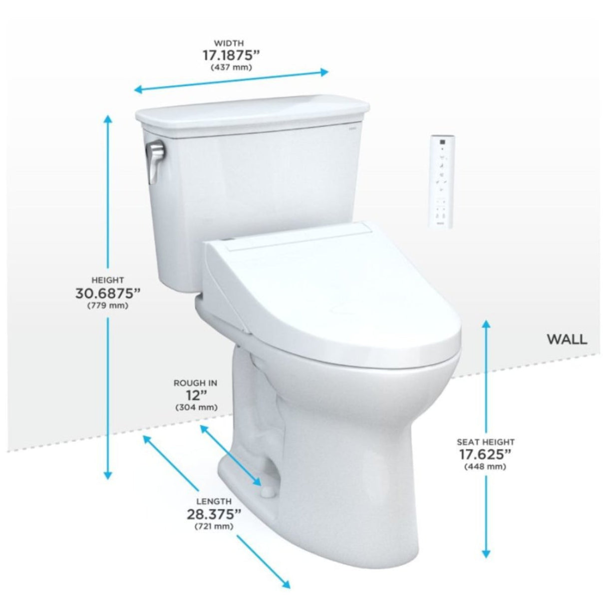 [MW7863084CEG#01] TOTO Drake C5 Bidet Seat With 1.28 GPF Elongated Toilet Left Hand Lever