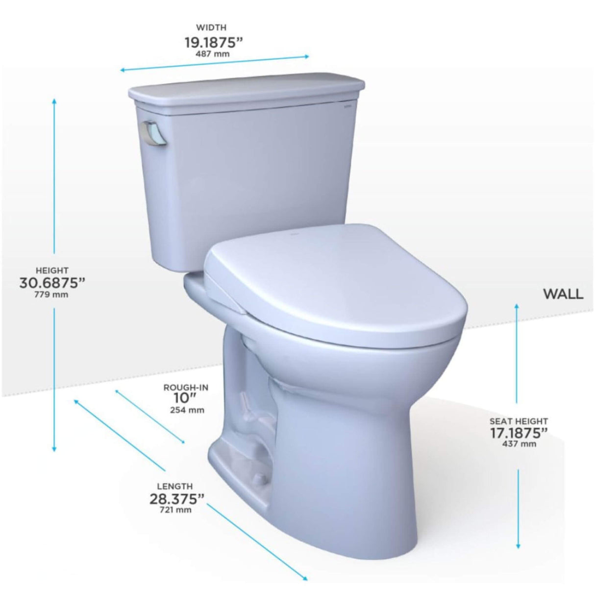 [MW7864726CEFG.10#01] TOTO Drake Elongated Chair Height Transitional Toilet With S7 Bidet Seat And 10" Rough In