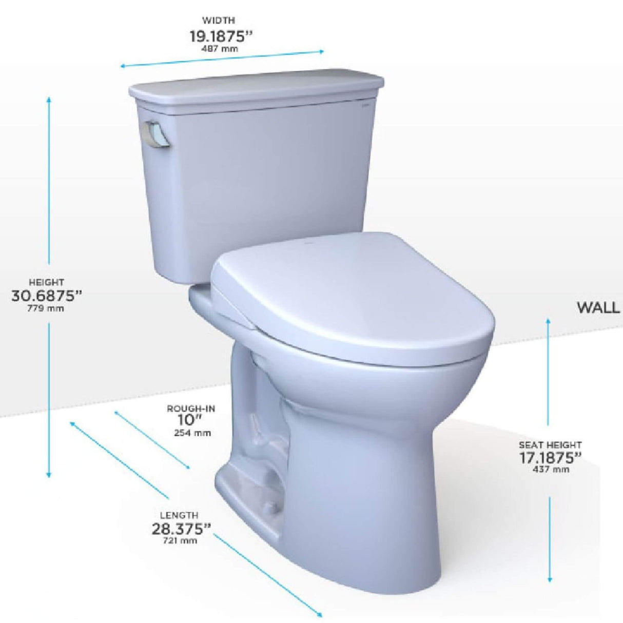 [MW7864736CEFG.10#01] TOTO Drake Washlet S7A Open Bidet Seat And 1.28 GPF Universal Height Toilet With Warm Air Dryer