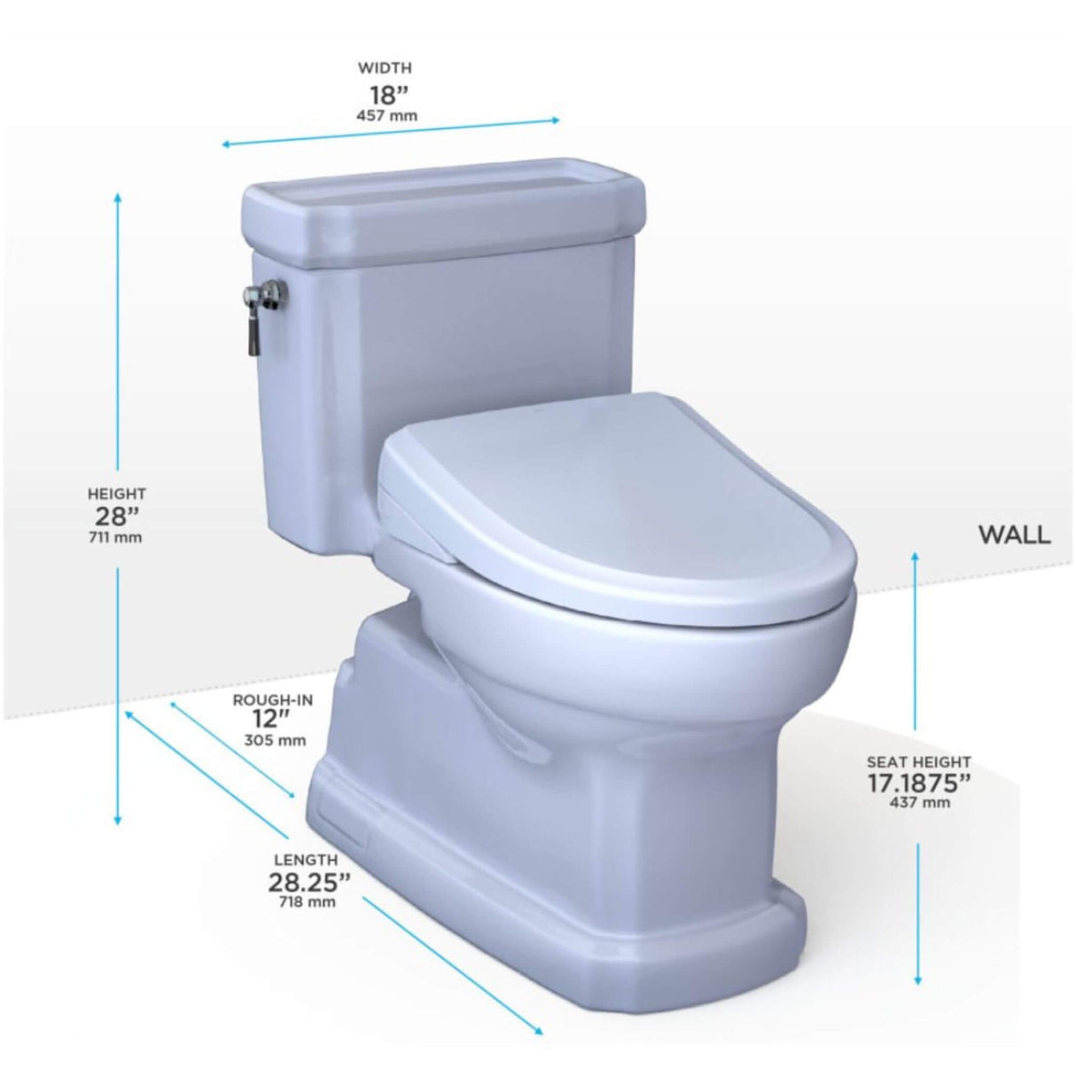 [MW9744734CEFGA#01] TOTO Guinevere 1.28 GPF Elongated Chair Height Toilet With Washlet+ S7A Tornado Auto Flush
