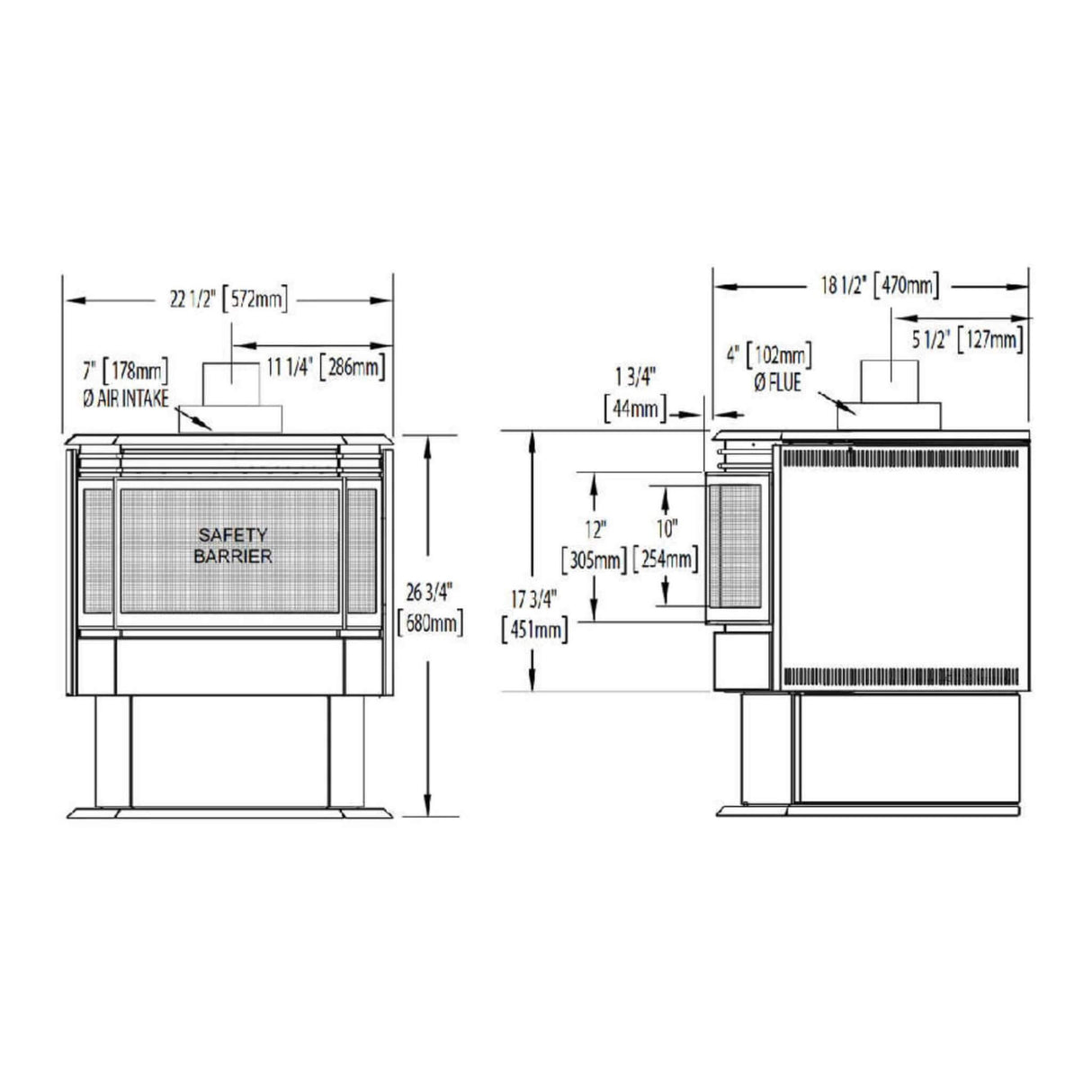 Napoleon Haliburton 50 22-Inch Direct Vent Millivolt Ignition Compact Natural Gas Stove [GDS28-1NSB]