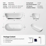 Nuvia 59-Inch Luxury Solid Surface Matte White Freestanding Soaking Tub (SAK95320)