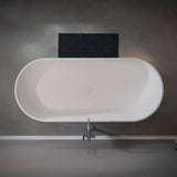 Nuvia 59-Inch Luxury Solid Surface Matte White Freestanding Soaking Tub (SAK95320)