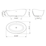 Nuvia 63-Inch Modern Freestanding Single-Piece Matte Black Finish Stone Resin Bathtub (SAK69041)