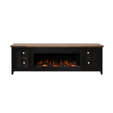 Nuvia 83-Inch Bourbon Black TV Stand With Fireplace And Glass Windowpane Doors (SAK40281)