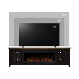 Nuvia 83-Inch Bourbon Black TV Stand With Fireplace And Glass Windowpane Doors (SAK40281)