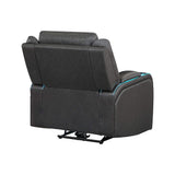 Nuvia Luxury Charcoal Upholstered Power Recliner Armchair With LED Lights (SAK16429)