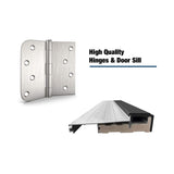 [36X80-Inch] Nuvia Modern Frosted Glass Black Fiberglass Front Door With Right Inswing (SAK10584)