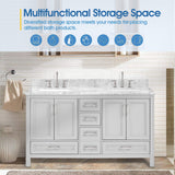 Nuvia Premium 60-Inch Freestanding Double Sink Bathroom Vanity With Carrara Marble Top (SAK51829)