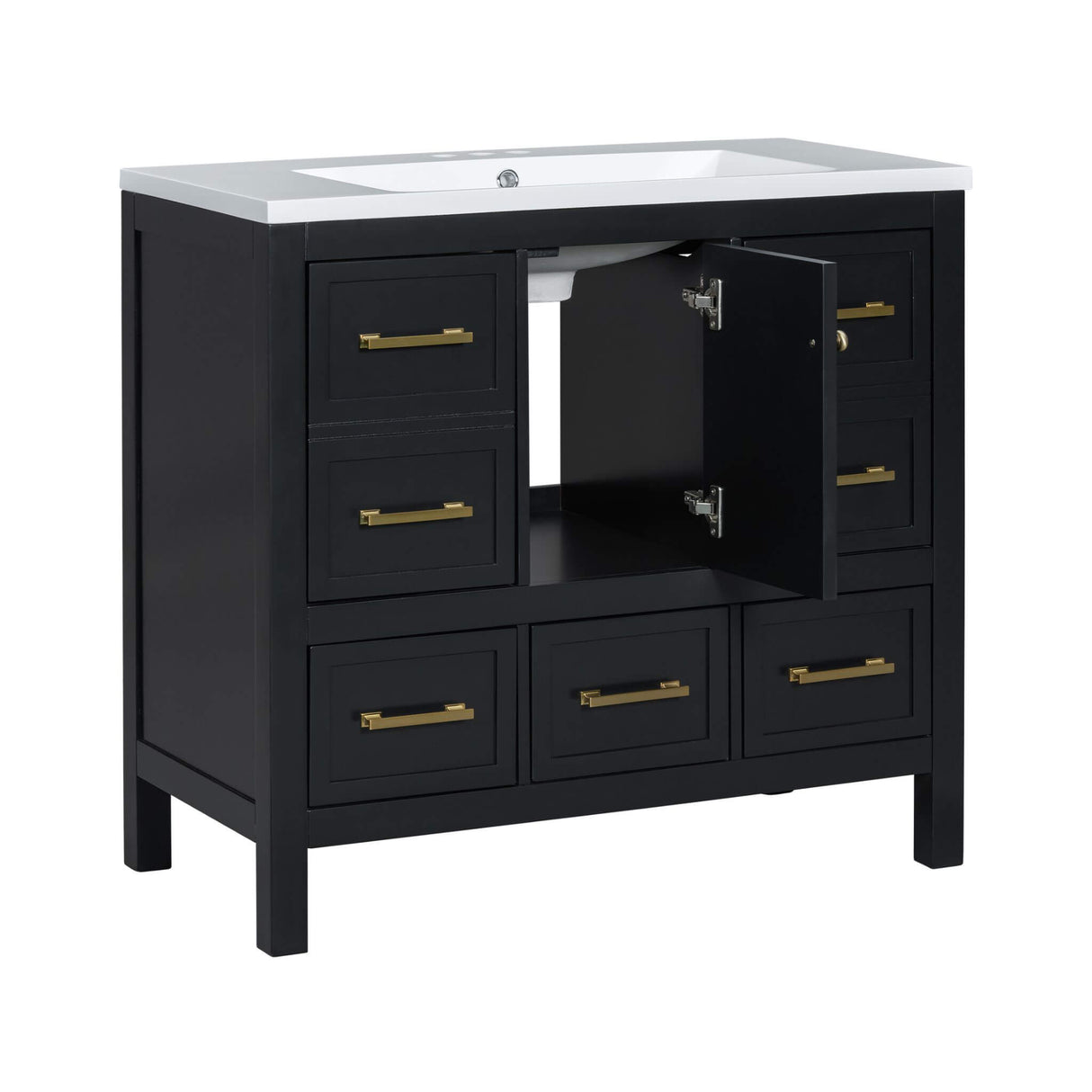 Nuvia Premium 72-Inch Bathroom Vanity Set With Resin Sink And Soft-Close Drawers [Faucet Not Included] (SAK62749)