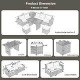 Alora Outdoor 6-Piece All-Weather PE Rattan Sofa Set With Adjustable Seat, Storage Box, Removable Covers, And Tempered Glass Table Top (SAK37221)