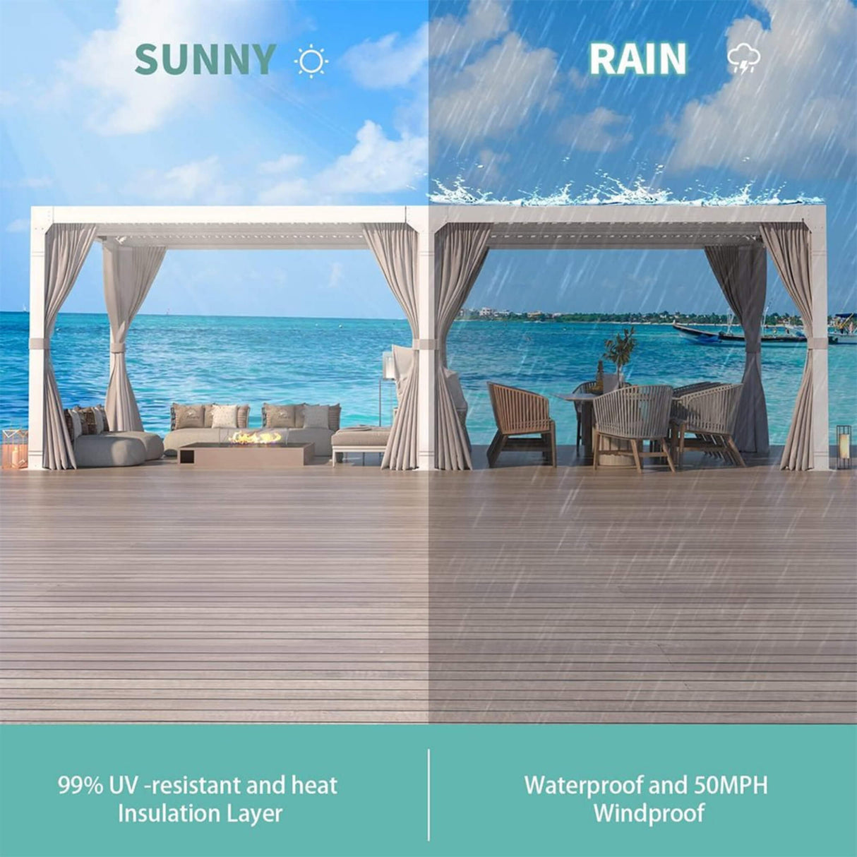 [12X20FT] Alora Outdoor Hardtop Louvered Pergola With Adjustable Aluminum Rainproof Roof (SAK18625)