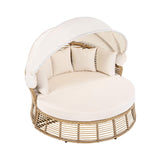 Alora 53-Inch Outdoor Patio Rattan Round Wicker Daybed With Retractable Canopy (SAK69241)