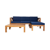 Alora 5-Piece Outdoor Patio Wood Sectional Sofa Set With Cushions (SAK31297)