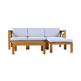 Alora 5-Piece Outdoor Patio Wood Sectional Sofa Set With Cushions (SAK31297)
