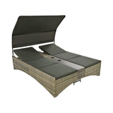 Alora Outdoor Rattan Patio Daybed With Adjustable Backrest, Canopy Roof, Storage Box And Cup Holders (SAK54220)