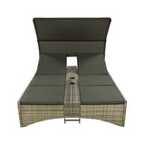 Alora Outdoor Rattan Patio Daybed With Adjustable Backrest, Canopy Roof, Storage Box And Cup Holders (SAK54220)