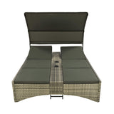 Alora Outdoor Rattan Patio Daybed With Adjustable Backrest, Canopy Roof, Storage Box And Cup Holders (SAK54220)