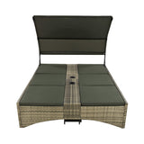 Alora Outdoor Rattan Patio Daybed With Adjustable Backrest, Canopy Roof, Storage Box And Cup Holders (SAK54220)