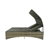 Alora Outdoor Rattan Patio Daybed With Adjustable Backrest, Canopy Roof, Storage Box And Cup Holders (SAK54220)